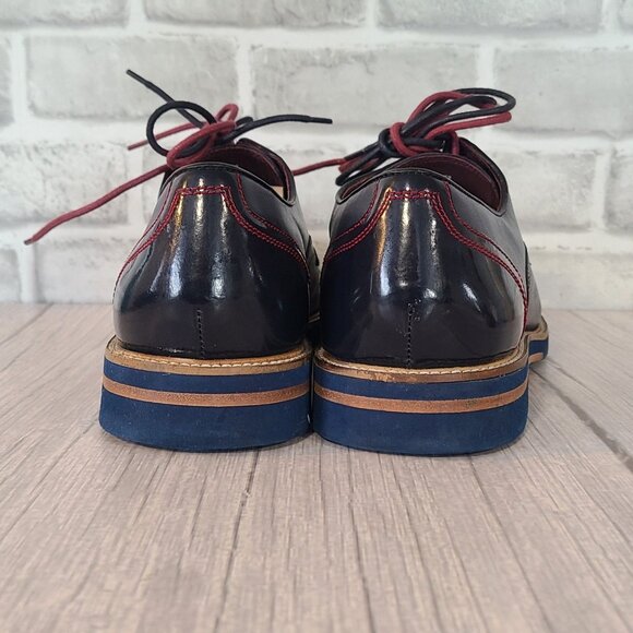 Ted Baker London Braythe 2 Derby Shoes Navy Blue Leather Cap Toe 10 Quiet Luxury - Picture 5 of 12